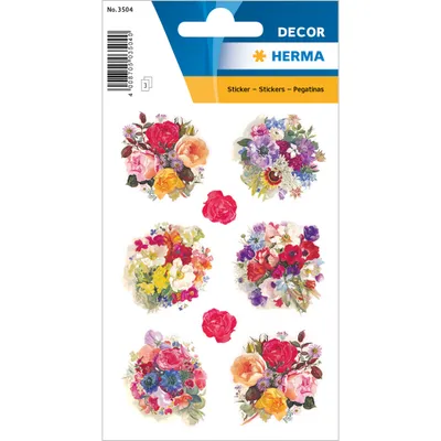 Produktbild von HERMA Sticker DECOR "Blumenschmuck" 3 Blatt à 8 Sticker