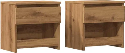 Image de vidaXL Tables de chevet 2 pcs. Chêne Artisan 40x30x39 cm Matériau dérivé du bois
