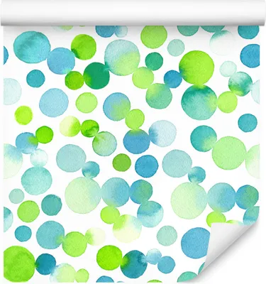Produktbild von 10m VLIES TAPETE Rolle Kinderzimmer Geometrie Kugeln Punkte Aquarell XXL