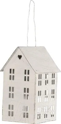 Produktbild von Hängelaterne HEART weiß shabby chic Laterne Haus Metallhaus zum Hängen H18cm