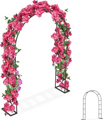 Produktbild von UISEBRT Schwarz Rosenbogen aus Metall stabil Gartenbogen Rosenbögen Rosengestell Pflanzenständer für Rosen und Kletterpflanzen Rankhilfe für Garten Dekoration Hochzeitsdekoration