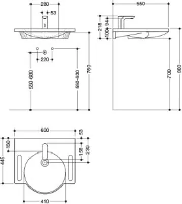 Produktbild von HEWI 950.19.006 Produktset WT u. Armatur,
