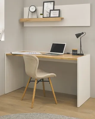 Produktbild von Büromöbel Set Center in weiß und Wotan Eiche mit Schreibtisch und Regal