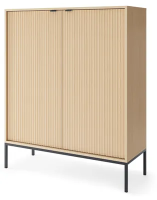 Obrázek produktu pro Komoda NANAIMO K104 – barva: dub – úchytky: černé – šířka: 104 cm, výška: 125 cm, hloubka: 39 cm