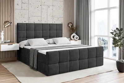 Produktbild von ALTDECOR Boxspringbett mit Matratze und Lattenrost  - APO -Z  - 120x200 cm  - Schwarz Samt - Boxbett, Fußteil, Topper, Polsterbett mit Bettkasten, Bett mit Stauraum H3 -Matratze, Doppelbett, Springboxbett