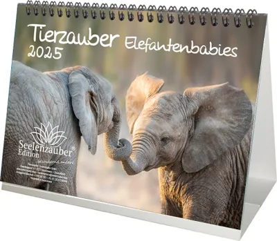 Produktbild von Tierzauber Elefantenbabies DIN A5 Tischkalender für 2025 Elefanten Elefantenbabys - Seelenzauber