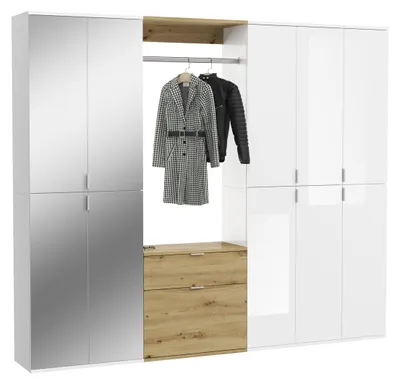 Produktbild von Garderobenkombination Weiß Nachbildung Artisan Eiche 213x193x34 cm