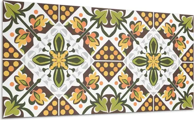 Produktbild von Blumenmuster In Symmetrie – Selbstklebende Fliesen – Wandverkleidung – Wandpaneel – PVC Fliesen – Vinylflisen – PCV Flisen – Selbstklebend – Wanddeko – 10 Stück 100 x 50 cm