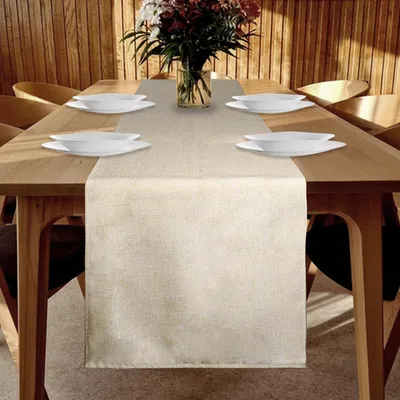 Produktbild von Wasserdichter Tischläufer 40 x 180 cm in moderner Leinenoptik für Frühling (Beige)