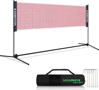 Produktbild von TolleTour Badmintonnetz Set, Faltbares Tennisnetz, Volleyballnetz mit Transporttasche, Höhenverstellbar, Indoor & Outdoor, Höhen 93-155 cm, 410 cm