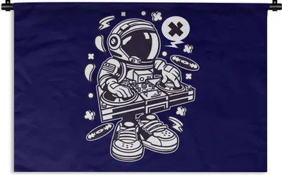 Produktbild von MuchoWow® Wandteppich Wandbehang DJ - Astronaut - Jahrgang 60x40 cm Tapisserie Dekoration Wandtuch - Wanddekorationen