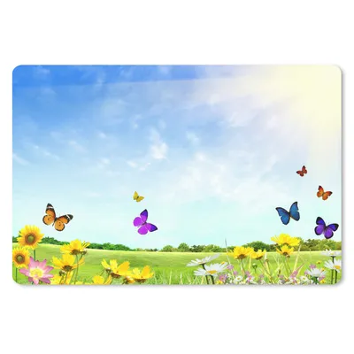 Produktbild von MuchoWow® Schreibtischunterlage Blumen - Schmetterlinge - Sommer 60x40 cm - XXL Mauspad - Großes Mauspad