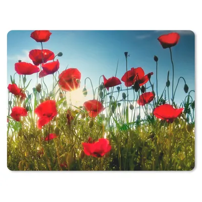 Produktbild von MuchoWow® Mauspad Mousepad Mohnblumen - Toskana - Sonne - Rot - Blau 23x19 cm - Mousepads - Maus Mat - Pad - Mausunterlage - Schreibtischunterlage - Mauspad