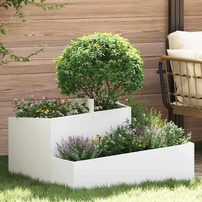 Immagine prodotto di Maison Exclusive - Fioriera da giardino bianca 80 x 80 x 50 cm Acciaio laminato a freddo