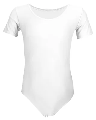Produktbild von Aquarti Mädchen Gymnastikanzug Kurzarm Ballett Trikot, Farbe: Weiß, Größe: 146