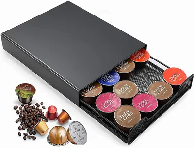 Kapselhalter Schublade für 20 Kaffeekapseln, Schwarz