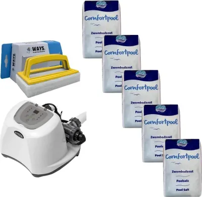 Produktbild von Intex - Salzwassersystem 26668GS & Poolsalz 100 kg & WAYS Scheuerbürste