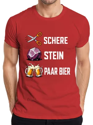 Produktbild von Schere Stein Paar Bier Lustig Saufen Vatertag Statement Sarkasmus Herren T-Shirt, Rot, XL