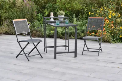 Produktbild von Merxx Gartenmöbel Set Patmos 3tlg., 2 Klappstühle, 1 Balkonklappentisch- Aluminium/Stahl/Akazie