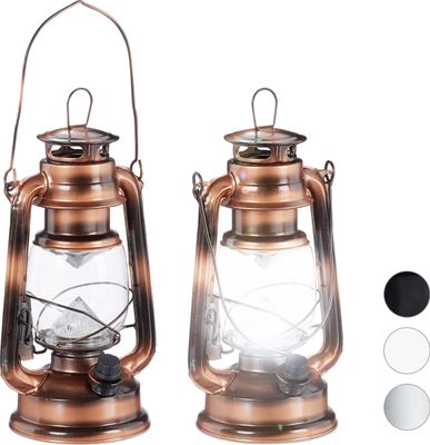 relaxdays 2 x Sturmlaterne LED kupfer