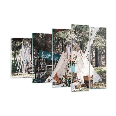 Produktbild von Bilder auf glas - 5 Teile - Jungvermählten Liebe Landschaft - 150x100cm - Glasbilder - Wandbilder - Bilder - Wanddekoration aus Glas - Glas Bilder - Wandbild auf Glas - GEG150x100-4642