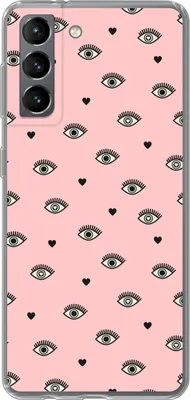 Produktbild von MuchoWow® Handyhülle Schutzhülle Hülle für Telefoonhoesje Samsung Galaxy S21 Mädchen - Augen - Rosa - Muster - Mädchen - Kinder - Kinder Silikon Softcase Handy Hülle - Softcase
