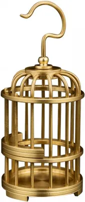 Productafbeelding van Decoratief Vogelkooitje - Hangende Siervogelkooi - Goudkleurig - Voor Woonkamer - Modern