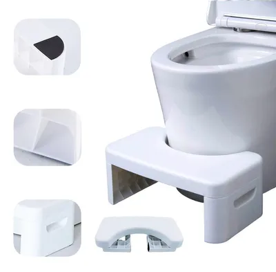 Produktbild von Klapphocker Toilettenhocker Badhocker - Klappbar - Tragbar - Weiß - Für Bad und WC