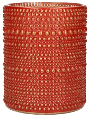 Produktbild von Countryfield Teelichthalter/Kerzenhalter - rot/gold - 10 cm