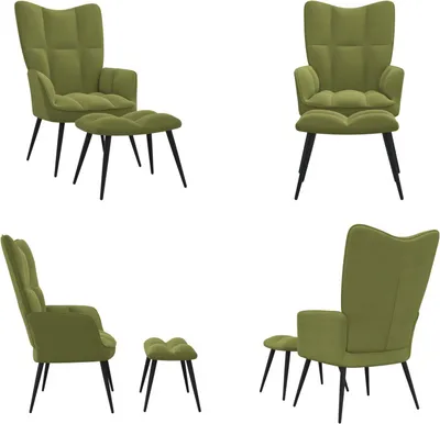 Obrázek produktu pro vidaXL Relaxační křeslo s taburetem Light Green Velvet - Relaxační křeslo - Křeslo - Relaxační křeslo