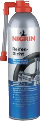 A can of NIGRIN Reifendicht tire sealant with a nozzle.