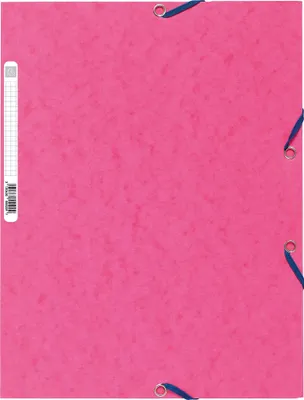 Image de Classeur Exacompta, format A4, avec 3 languettes et élastique, en carton Manila rose, grammage 400 g/m²