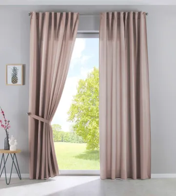 Produktbild von 2er Set Vorhänge Verdeckte Schlaufen Cationic »JENA« HxB 225x140 cm Taupe Blickdicht Leinen Optik Gardinen Meliert Gardinenband mit Raffhalter , 2019037-2