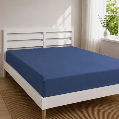 Produktbild von Jersey Spannbettlaken 2er Set 100 % Baumwolle 135 g/m² bis 30 cm Steghöhe,200 x 200 cm,Rauchblau