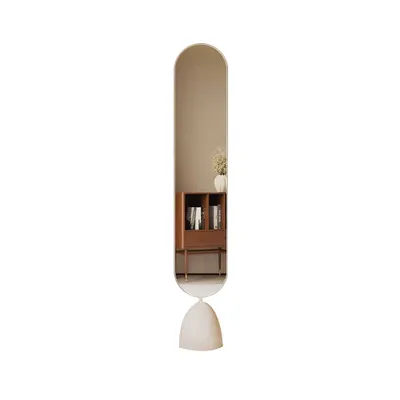 Produktbild von Standspiegel Schlafzimmerspiegel Moderner Spiegel Ankleidespiegel Ovaler Spiegel Beige 173*30cm 【YZJ4561-BAI】