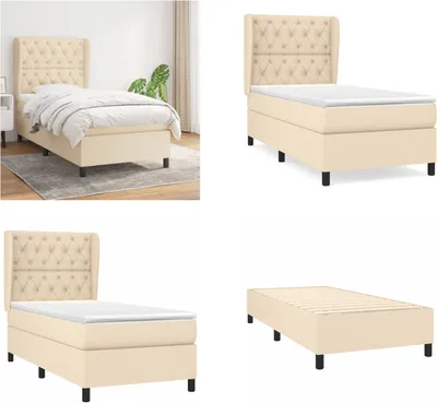 Produktbild von vidaXL Boxspringbett mit Matratze Creme 80x200 cm Stoff - Boxspringbett - Boxspringbetten - Bett - Schlafzimmermöbel