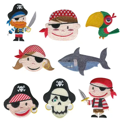 Produktbild von Piraten Set 8 Stück - Aufnäher, Bügelbild, Aufbügler, Applikationen, Patches, Flicken, Zum Aufbügeln
