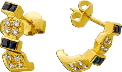 Produktbild von Saphir Ohrringe Gold 585 14K blaue Edelsteine Brillanten 0.16ct