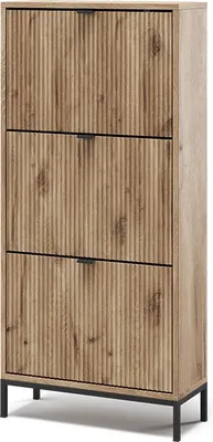 Image de Benne à chaussures Vicco Eliza Chêne Viking 60x130cm avec 3 tiroirs pliants, Model 56431