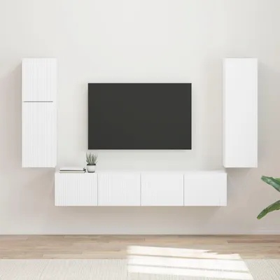 Produktbild von "Schlussverkauf" TV-SchrankSet Wandmontiert - 4 Stück - WohnzimmerTV-Möbel/TV-Tisch - Weiß Holzwerkstoff  C14361