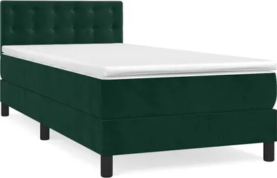Produktbild von vidaXL Boxspringbett mit Matratze Dunkelgrün 100x200 cm Samt