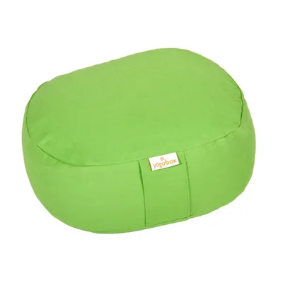 Produktbild von yogabox Yogilino® Reise Meditationskissen mini oval BASIC - apfelgrün 26 x 21 x 9 cm Buchweizenschalen