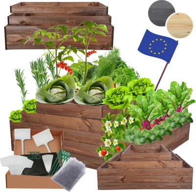 Produktbild von MODO24 Hochbeet Holz, Pflanzkasten, Massivholz, Kiefer, Kräuterbeet, Blumenkasten, Garten, Terrasse, 45x117x100 cm, Braun, ZP09