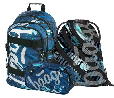 Produktbild von Baagl Schulrucksack Set Jungen 3 Teilig Schultasche ab 3 Klasse - Skate – Skate Strukturen