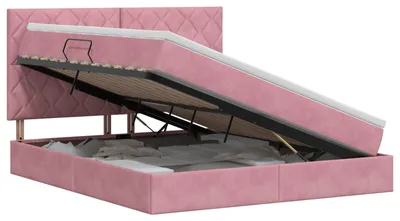 Image de vidaXL Lit de rangement avec matelas rose 180 x 200 cm velours