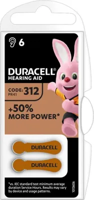 Produktbild von Duracell Batterie Hörgeräte EasyTab 312 (PR41) NEU 6St.