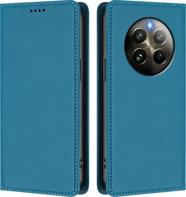 Produktbild von Handyhülle für Realme 13 4G, Kunstleder Klapphülle Stoßfeste Magnetische Hülle mit Ständer Blau