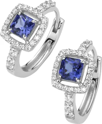 Produktbild von Creolen Giorgio Martello Milano mit Ziersteinen, Silber 925 Blau 1,5 cm