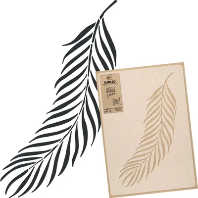 Produktbild von Blumen Große Malschablonen M 43x64 cm, Tropisches Palmenblatt Muster, Wiederverwendbare Kunststoff Wandschablone