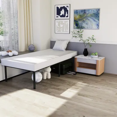 Produktbild von YZNAHRE Bettgestell 90x200 cm Metallbett Bettrahmen mit Lattenrost Einzelbett Jugendbett Gästebett aus Metall Bed Frame für Schlafzimmer Gästezimmer